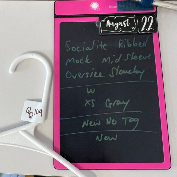 Socialite Tunic Dress XS Extra Small Gray Ribbed Mock Mid Sleeve Raglan Seams - Picture 9 of 10